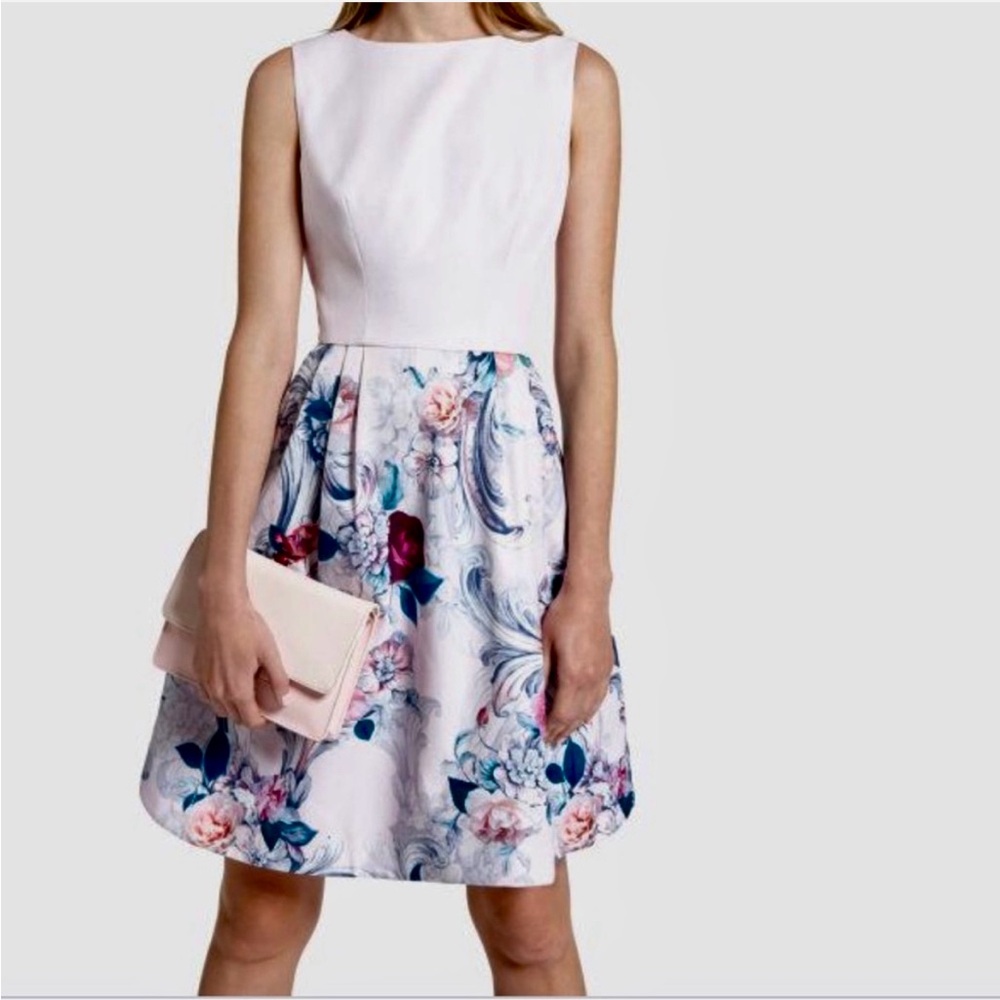 Ted Baker ‘Eilah’ Acanthus Scroll Fit & Flare Dress – Size 1